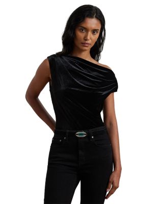 Ralph Lauren - Asymmetric Neck Velvet Top