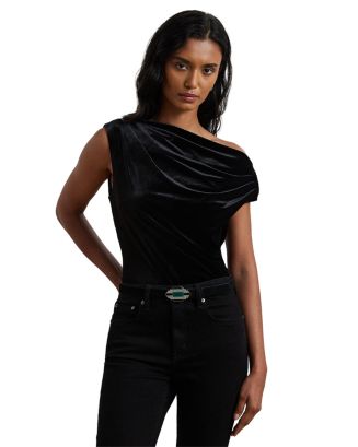 Ralph Lauren Women's Belted Velvet Peplum Surplice Top Blue Size Small main image 1