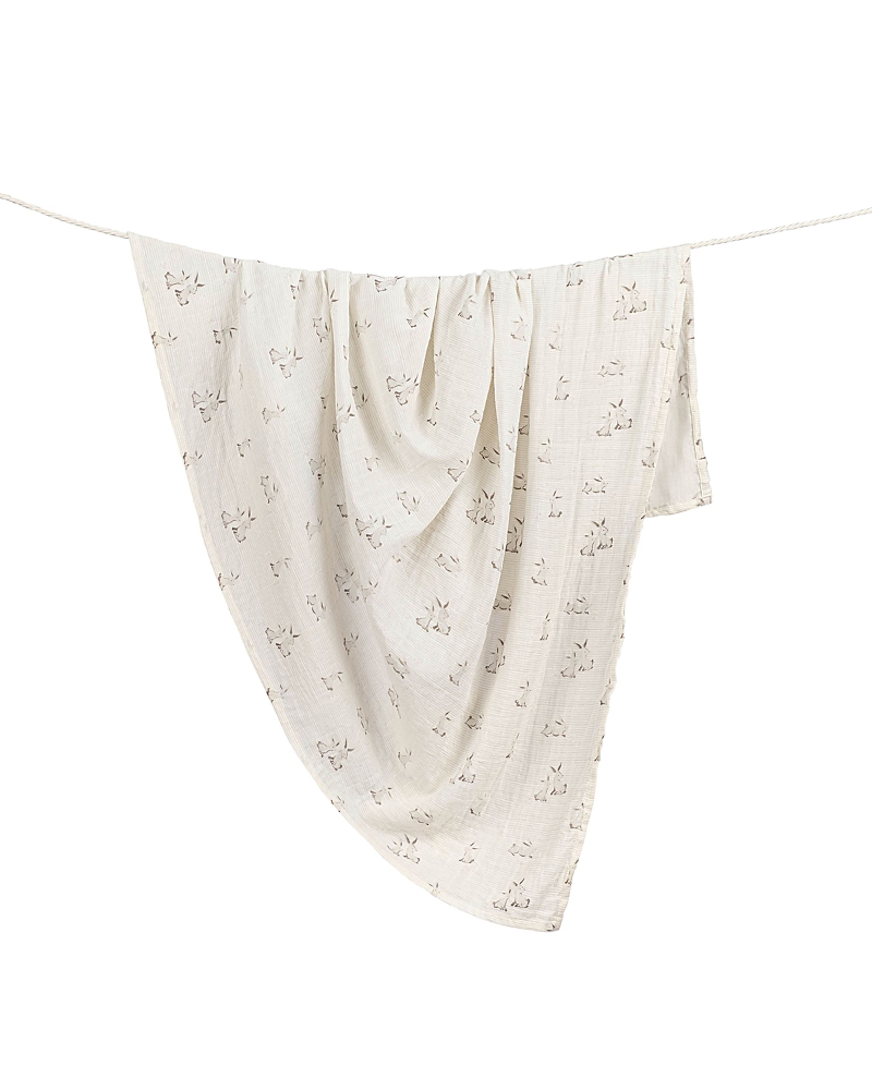 Crane Baby Bunny Single Swaddle Blanket In White