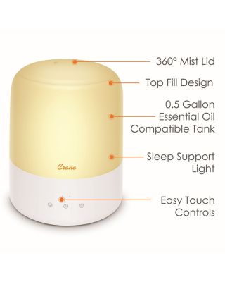 3 in 1 Compact Humidifier - 0.5 Gallon with Sleep Support Light & Aroma Diffuser