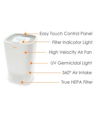Crane Air Purifier with True HEPA Filter, UV Light, 250 Sq Feet Coverage, Timer Function, Sleep Mode, Washable Particle Filter, EE-5067