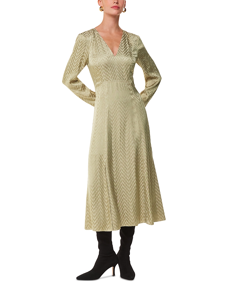 Whistles Jacquard Midi Dress In Khaki | ModeSens Whistles Jacquard Midi Dress In Khaki | ModeSens