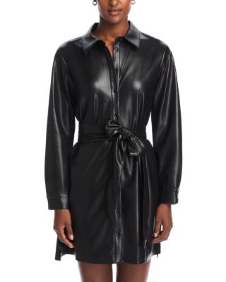 Alice and Olivia Chassidy Faux Leather Shirt Dress | Bloomingdale's Women