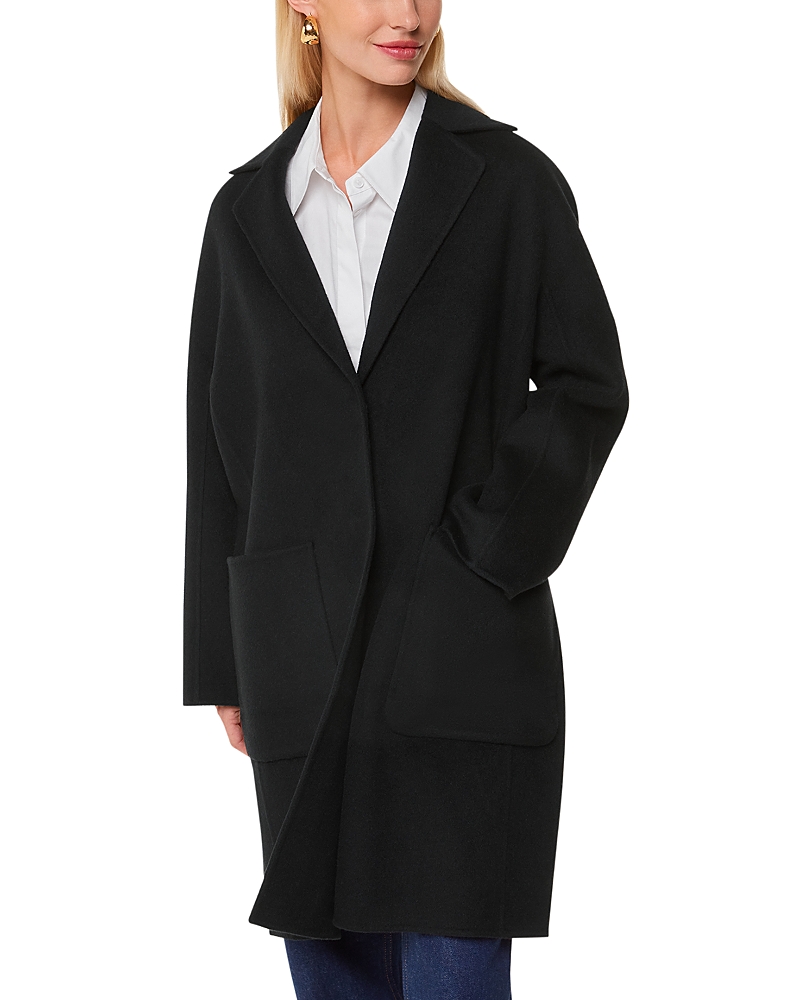 Whistles Womens Black Cassie Revere-collar Double-face Wool-blend Coat In Black