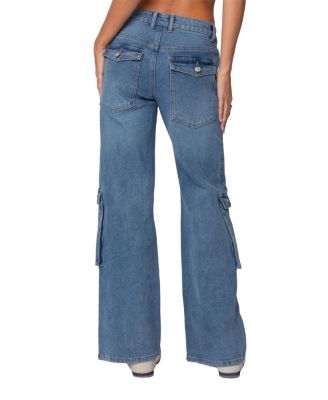 Lunar Low Rise Cargo Jeans in Blue Washed