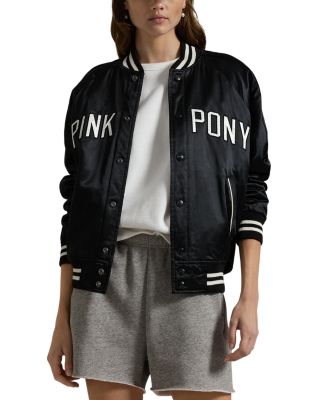 Unisex Satin Pink Pony Bomber Jacket
