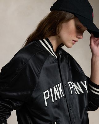 Unisex Satin Pink Pony Bomber Jacket