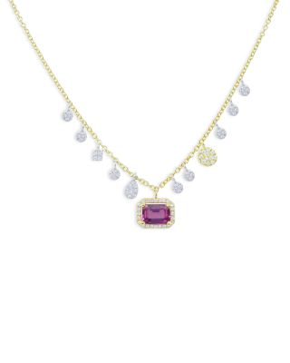 Meira T - 14K Yellow Gold Diamond & Pink Sapphire Necklace, 18"