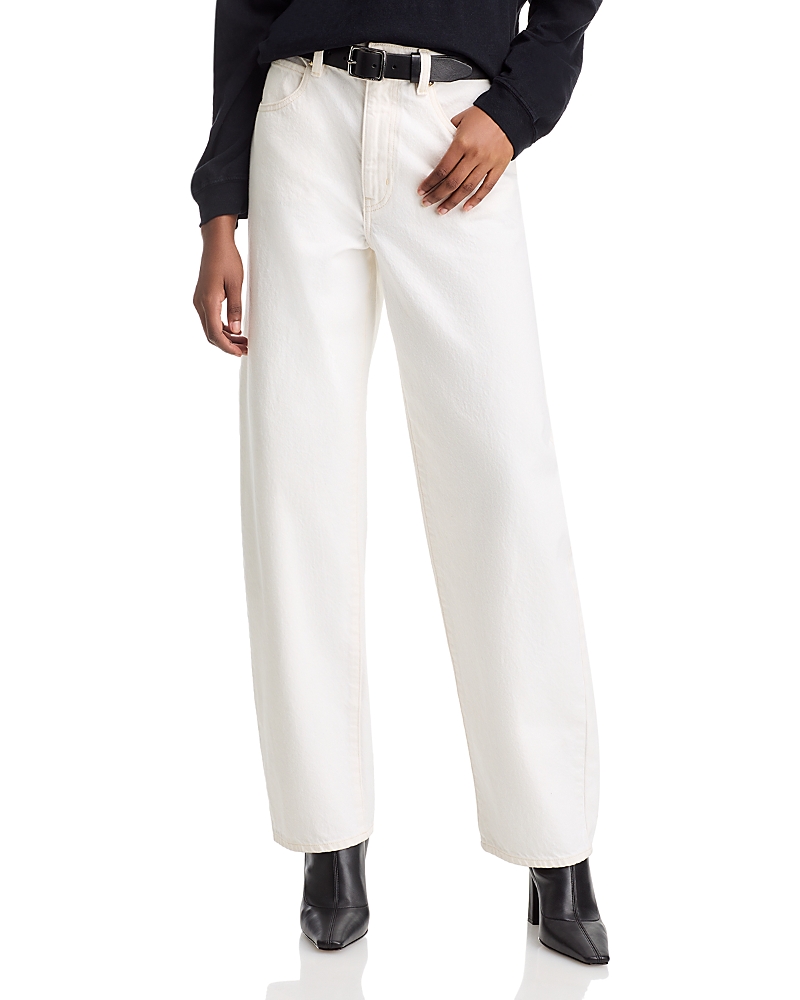 Frame Womens Au Natural Clean Braided-waistband Straight-leg Mid-rise Jeans In Au Natural Clean