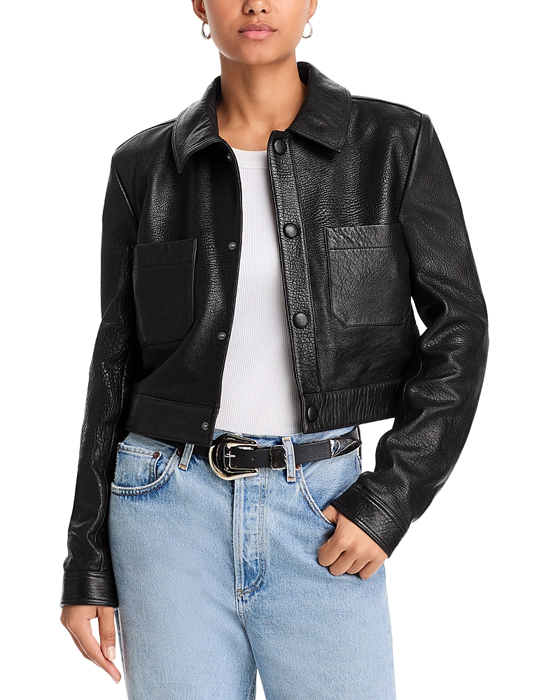 Shop Frame Leather Jacket In Black