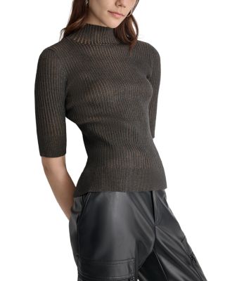 Mock Neck Ribbed Sweater