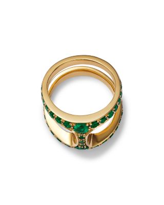 18K Yellow Gold Brute Phantom Emerald Ring