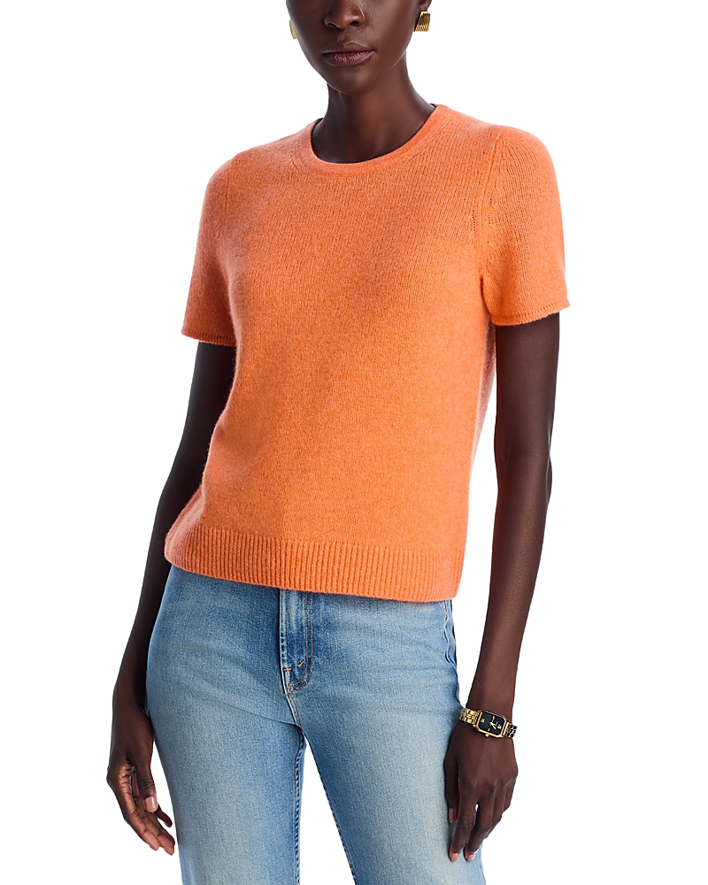 C By Bloomingdale's Cashmere Short Sleeve Cashmere Shell Top - Exclusive In Orange Sherbert