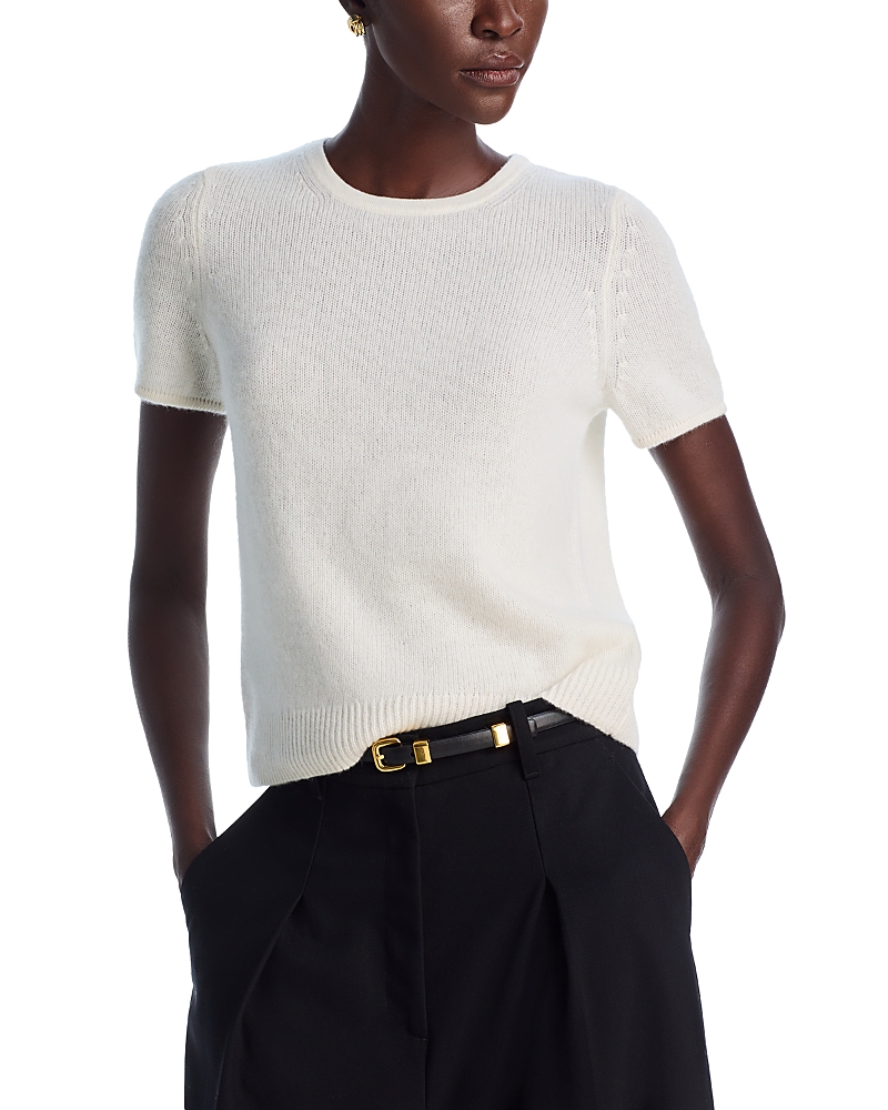 C By Bloomingdale's Cashmere Short Sleeve Cashmere Shell Top - Exclusive In Ivory