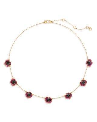 kate spade new york Color Cubic Zirconia Flower Station Necklace in Gold Tone, 16-19