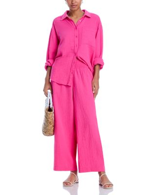 Gauze Boyfriend Shirt Swim Cover-Up