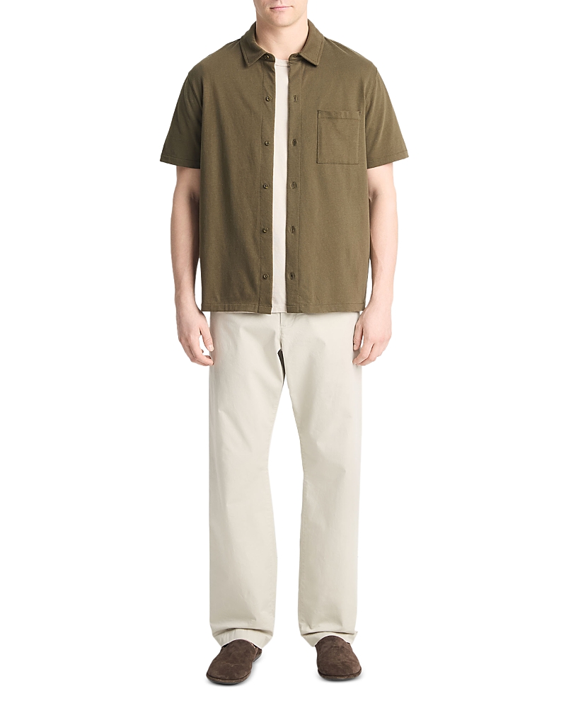 Vince Men's Sueded Jersey Button-down Shirt In Forest Shadow