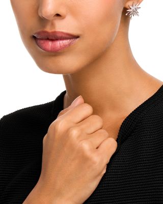 Diamond Starburst Statement Earrings in 14K White Gold. 0.79 tcw