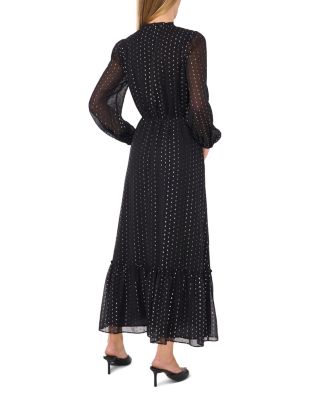 Tie Neck Balloon Sleeve Maxi Dress
