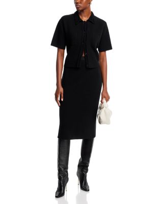 Fabiana Filippi - Short Sleeve Button Up Sweater & Pull On Pencil Skirt
