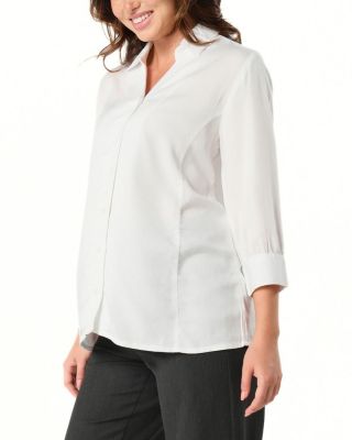Women's No-Gap 3/4 Sleeve Maternity & Nursing Button Down Shirt in with Bra Concealing Design in TENCEL (Regular & Petite)