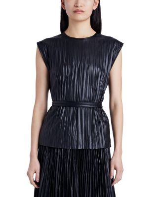 Proenza Schouler White Label - Lyra Faux Leather Crinkle Top