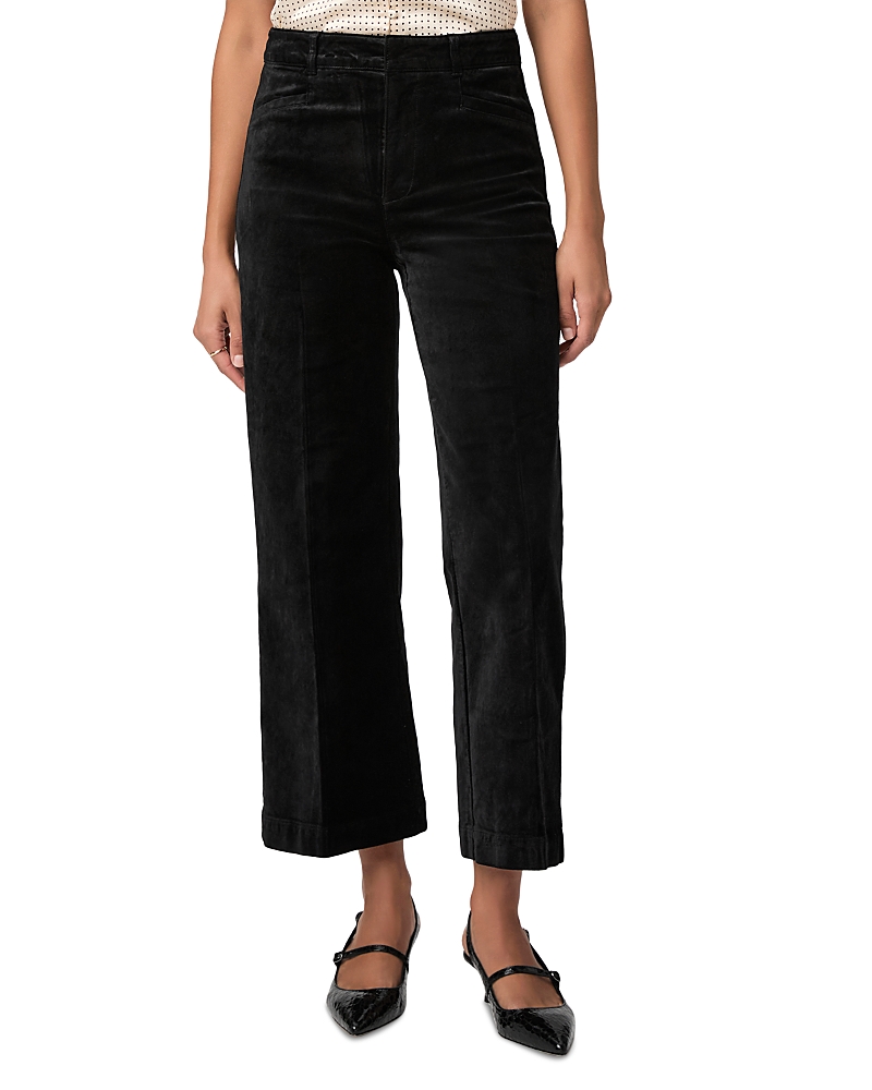 Paige Womens Black Overdye Anessa Wide-leg Stretch-cotton Blend Trousers In Black Overdye