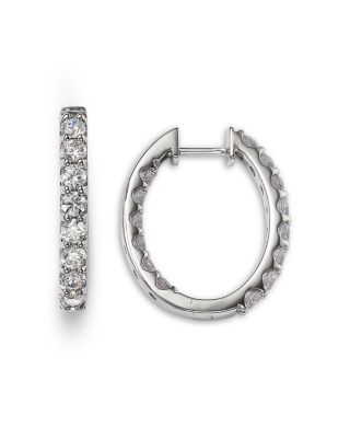Diamond Inside Out Oval Hoop Earrings in 14K White Gold, 3 tcw