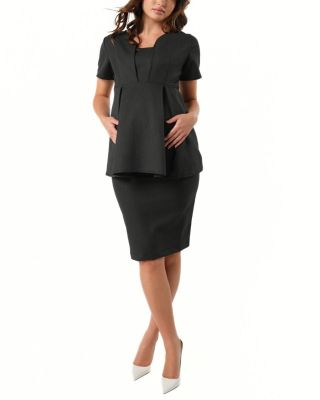 Women's Maternity & Nursing Short Sleeve Empire Waist Top in Italian Stretch Suiting Fabric (Regular & Petite)