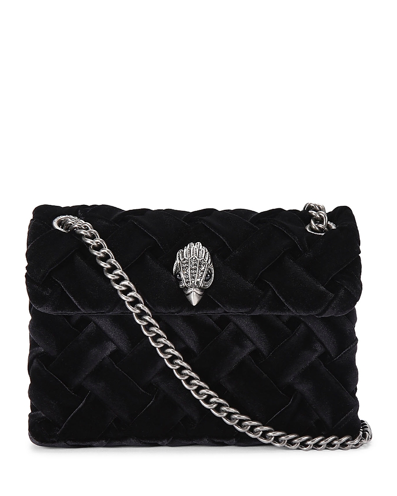 Kurt Geiger London Mini Kensington Velvet Shoulder Bag In Black