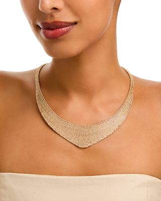 14K Yellow Gold Mesh Rope Necklace, 17"