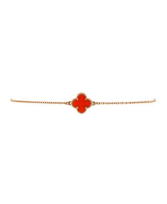 Pre-Owned Van Cleef & Arpels Sweet Alhambra Bracelet 18K Rose Gold and Carnelian