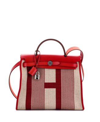 Pre-Owned HERMÈS - 31 Herbag Zip H Vibration Toile and Leather