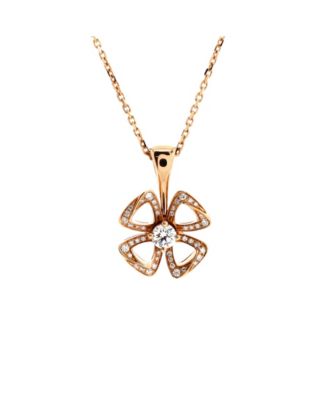 Pre-Owned Bvlgari Fiorever Pendant Necklace 18K Rose Gold with Diamonds