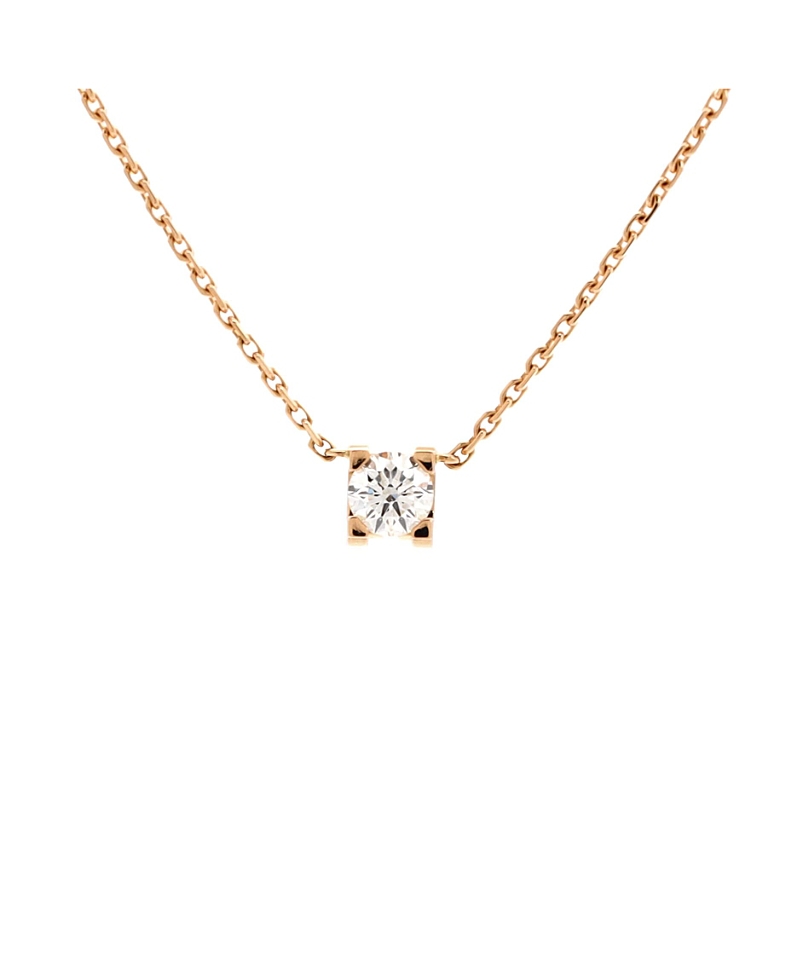 Pre-owned Pre-owned Cartier Cartier 0.20-0.29ct C De Cartier Necklace 18k Rose Gold And Diamond