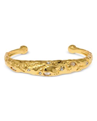 Alexis Bittar Brut Pave Sculptural Cuff Bracelet in 14K Gold Plated