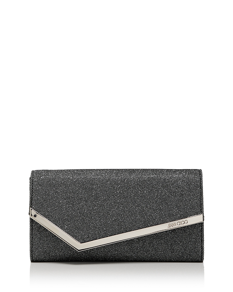 Jimmy Choo Structured Leather Clutch With Metallic Accent In Cosmo/silver