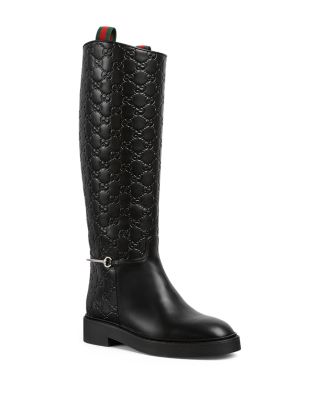 Gucci - Women's Horsebit Detail Logo Embossed Tall Boots