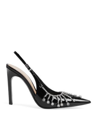 Women's Vernice Pointed Toe Crystal Chain Detail High Heel Slingback Pumps