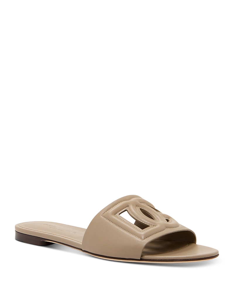 Dolce & Gabbana Leather Sandals For Millennials In Taupe