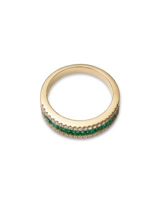 Emerald & Diamond Anniversary Band in 14K Yellow Gold