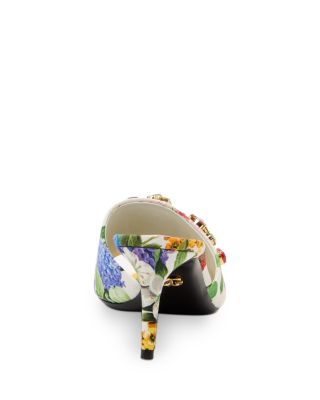 Women&#39;s Crystal Embellished Flower Print High Heel Sandals