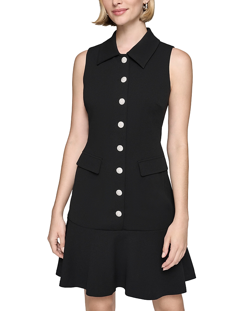 KARL LAGERFELD SCUBA BUTTON FRONT DRESS
