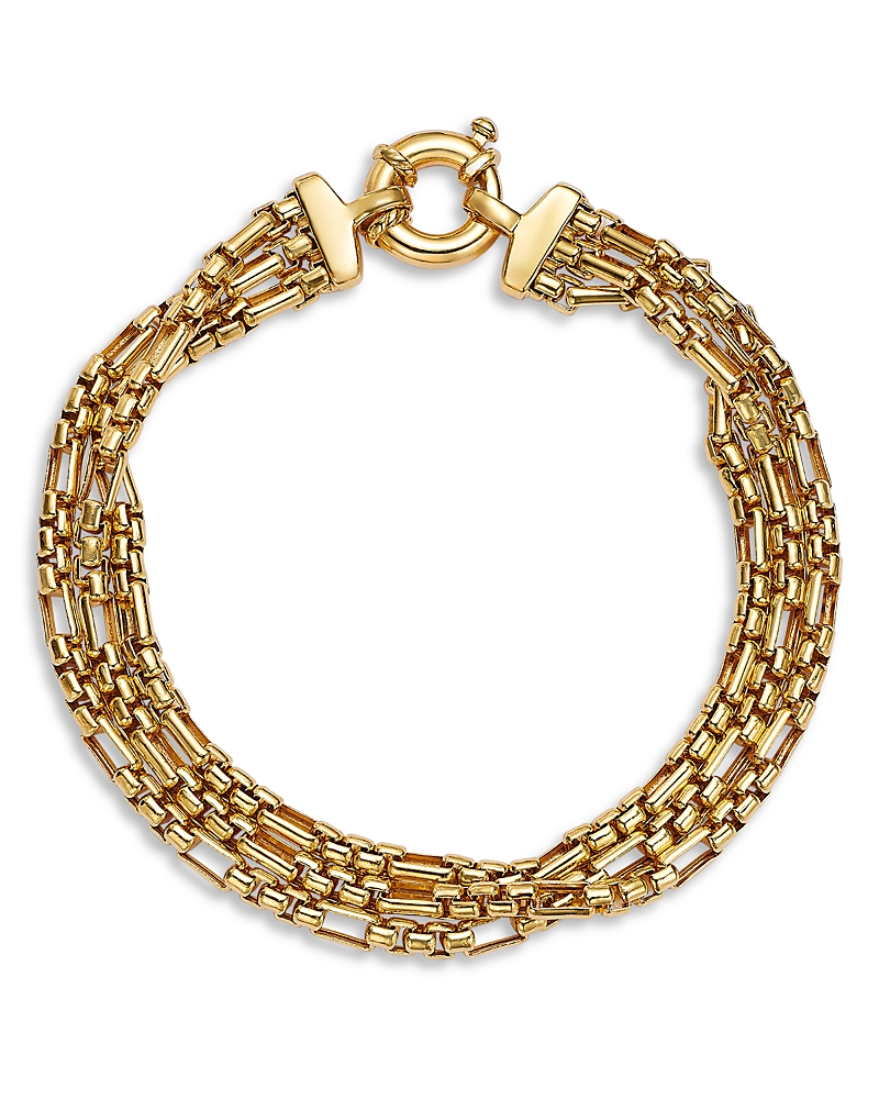 Alberto Amati 14k Yellow Gold Triple Layer Box Link Chain Bracelet In Gold