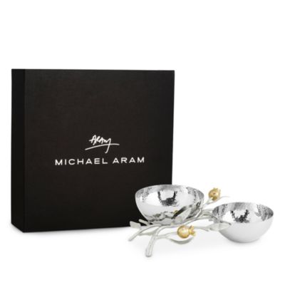 Pomegranate Silver and Gold Double Bowl