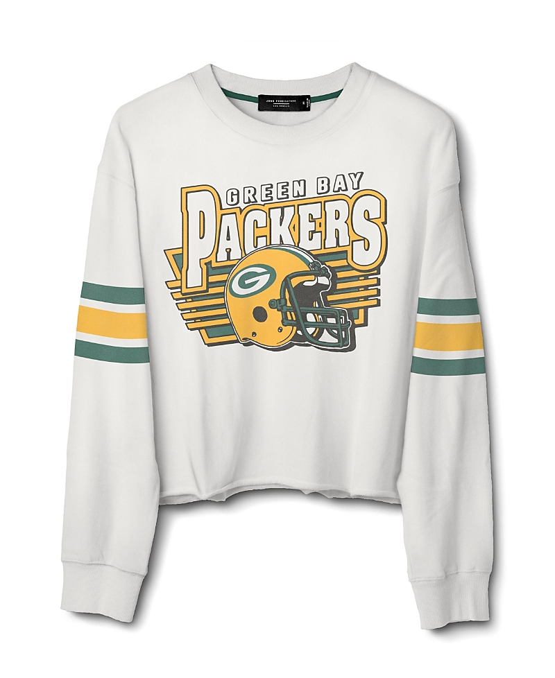 Junk Food Clothing Women's Nfl Green Bay Packers Kickoff Crop Crew Fleece Sweatshirt
