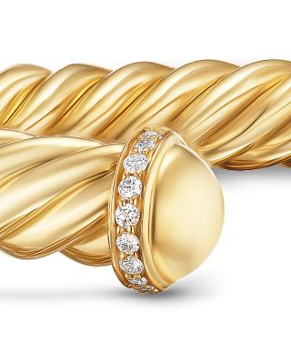Men's Cable Cuff Bracelet in 18K Yellow Gold with Pav&eacute; Diamonds, 6mm