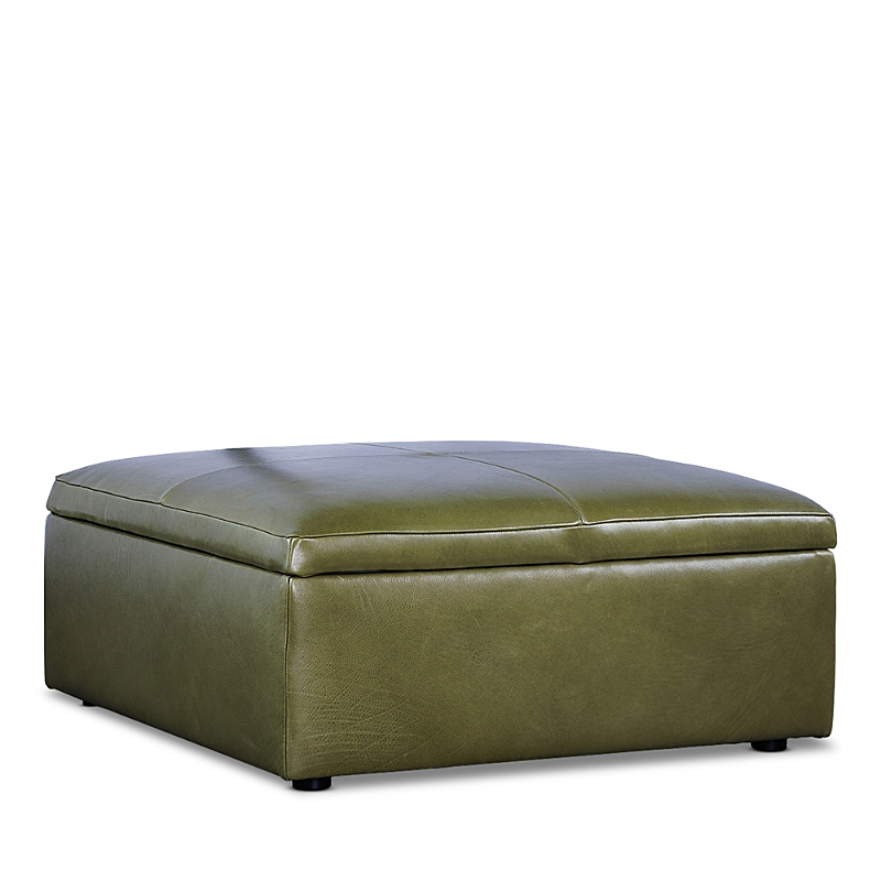 Bloomingdale's Bloomingdales Alice Large Square Storage Ottoman, In Leather In Brighton Everglade