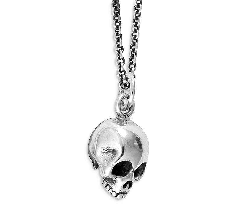 King Baby Studio Micro Skull Pendant Necklace, 24 In Silver