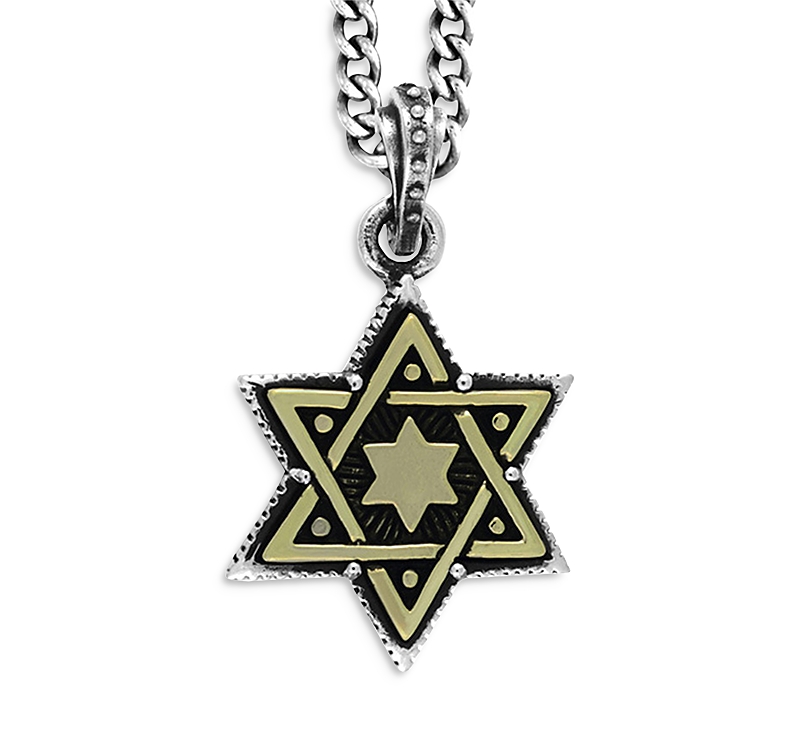 KING BABY STUDIO LARGE ALLOY STAR OF DAVID IN SILVER FRAME PENDANT NECKLACE, 24